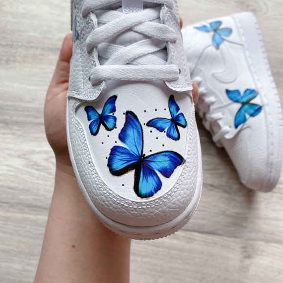 Nike AJ Air Jordan 1 mid custom buttefly - Picture 4 of 7